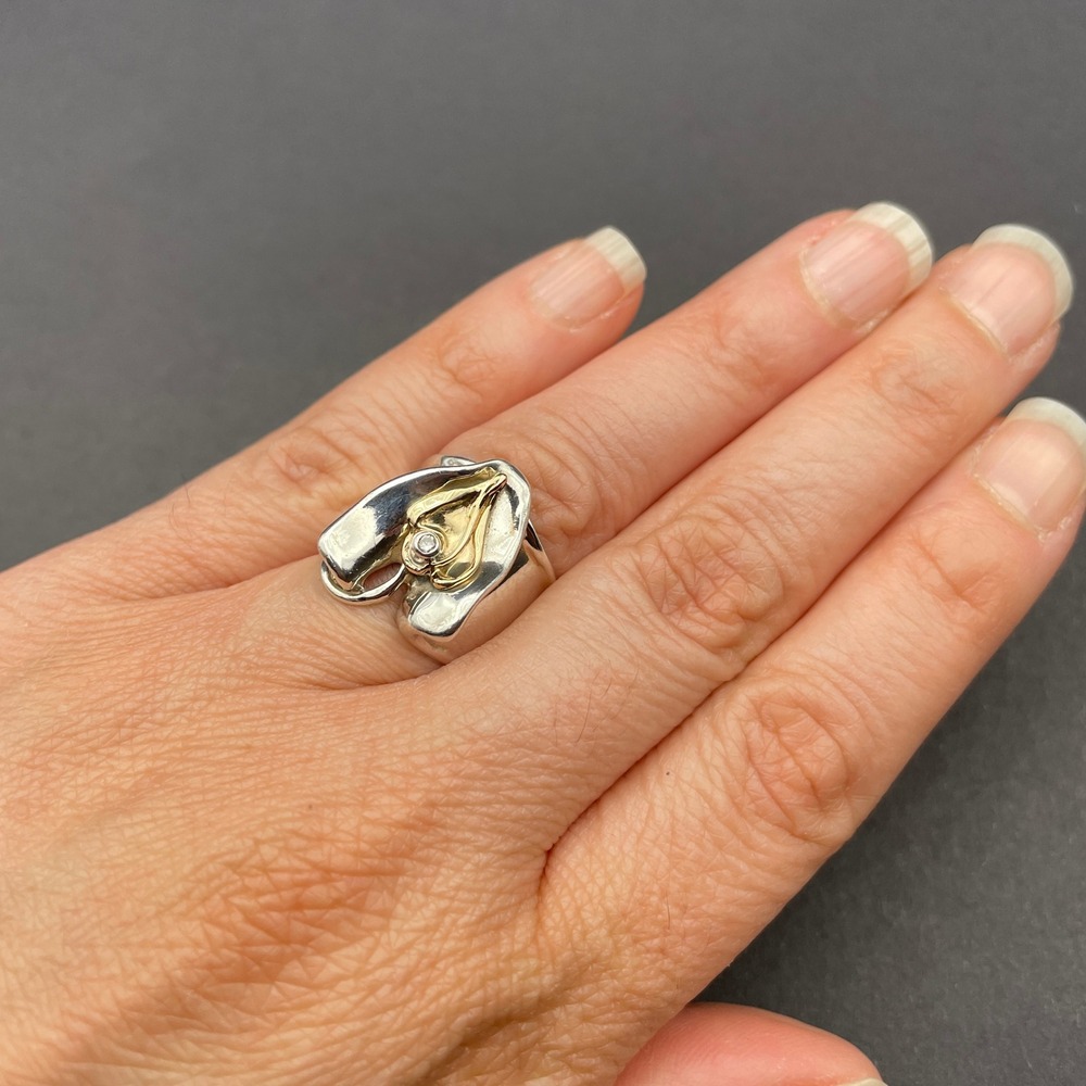 Israel Hagit Gorali Diamond Accent 14K Yellow Gold Sterling Silver Heart Ring - Picture 10 of 11